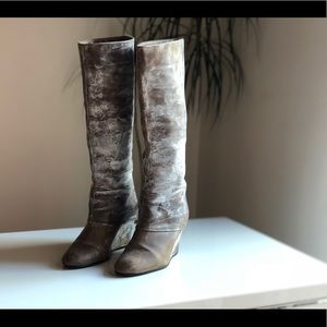 Steven distressed knee high boots